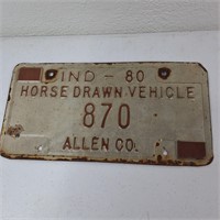 1980 INDIANA HORSE DRAWN VEHICLE PLATE