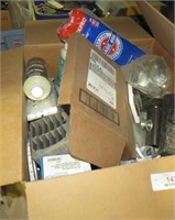 Box Of Misc.  Staples, Casters, Led Lights,