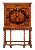 William & Mary Oyster Walnut Marquetry Secretary