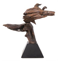 Modern Carved Redwood Abstract Sculpture