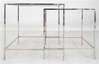 Modernist Chrome and Glass Nesting Tables, 2