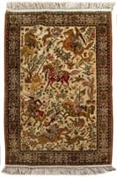 Persian Hand Woven Silk Blend Qum Rug, 5' x 3' 5"