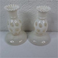 2-5.5 INCH FENTON CANDLE HOLDERS