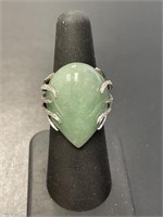 14 KT Jade and Diamond Ring