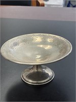 Small Etched Sterling Candy Dish 3.66 ozt