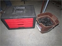 toolbox & bucket of items