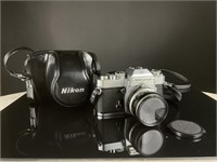 Nikon Nikkormat EL w/ Nikkor-S 5cm f2 w/ + Case
