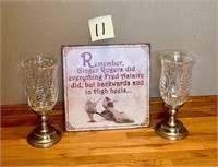 Ginger Rogers Sign with Candle Holders