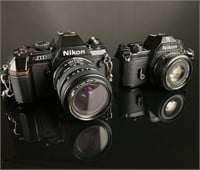 Lot of 2 Nikon Cameras, EM & N2000 w/ Nikon f/1.8