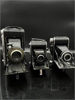 Lot of 3 Folding Cameras, Kodak, Ensign, Foldex