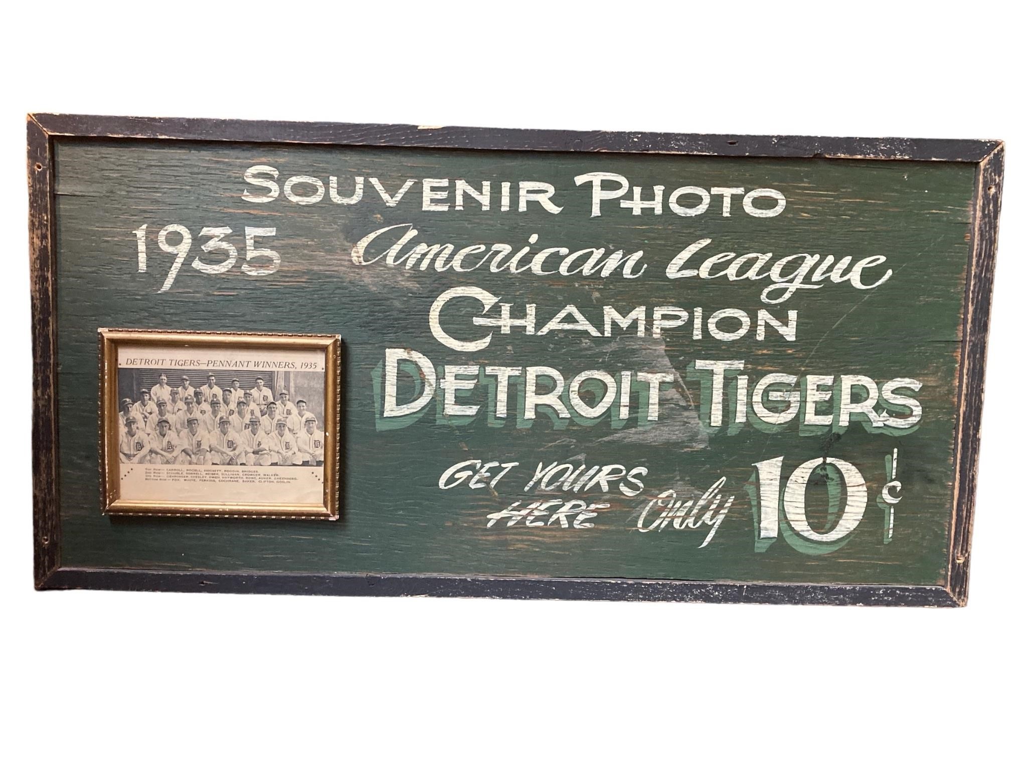 Antique 1935 Detroit Tigers Pennant Marketing Sign