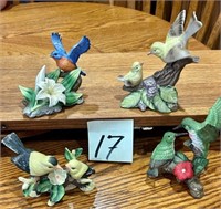 Bird Figurines with Hummingbirds