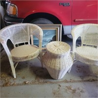 3 pc wicker chair set