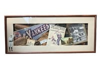 Antique New York Yankees Memorabilia Shadow Box