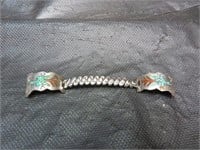Vintage Watch Band Cuffs with Turquoise & Coral