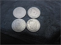 4 V Nickels (1=1901 - 2=1906 & 1=1911)