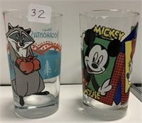 Mickey/Minnie Mouse & Pocahontas Glass(4 3/4"H)