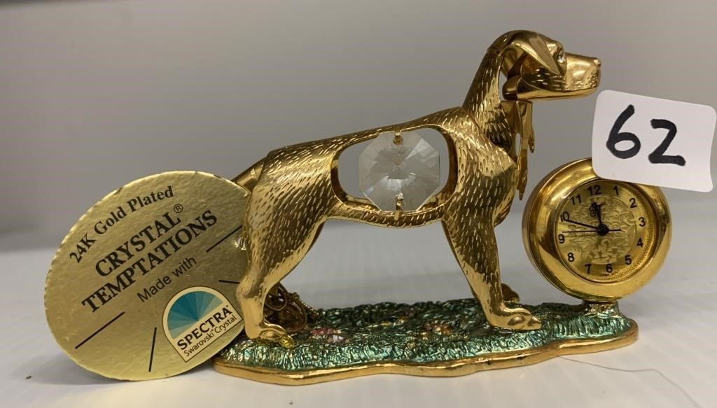 Miniature Dog Clock(24 KT Gold Plated)