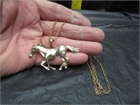 Gold Tone Horse Necklace