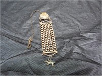 Vintage Pocket Watch Fob Chain with Bird Dog