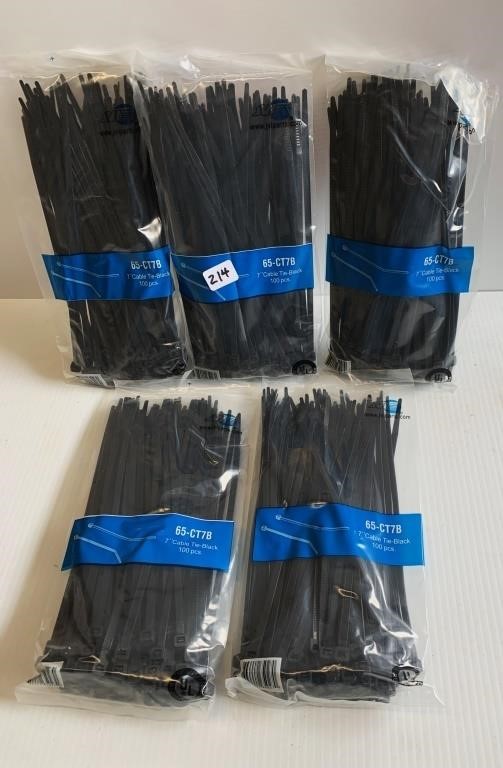 5 New Pkgs. 7" Black Cable Ties