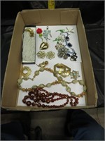 Flat of Costume Jewelry (some signed -