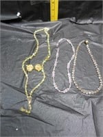 3 Vintage Necklaces & 1 Pair Clip Earrings