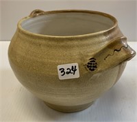 Double Handled Lawrence Pottery Bowl(8"W x 5"H)
