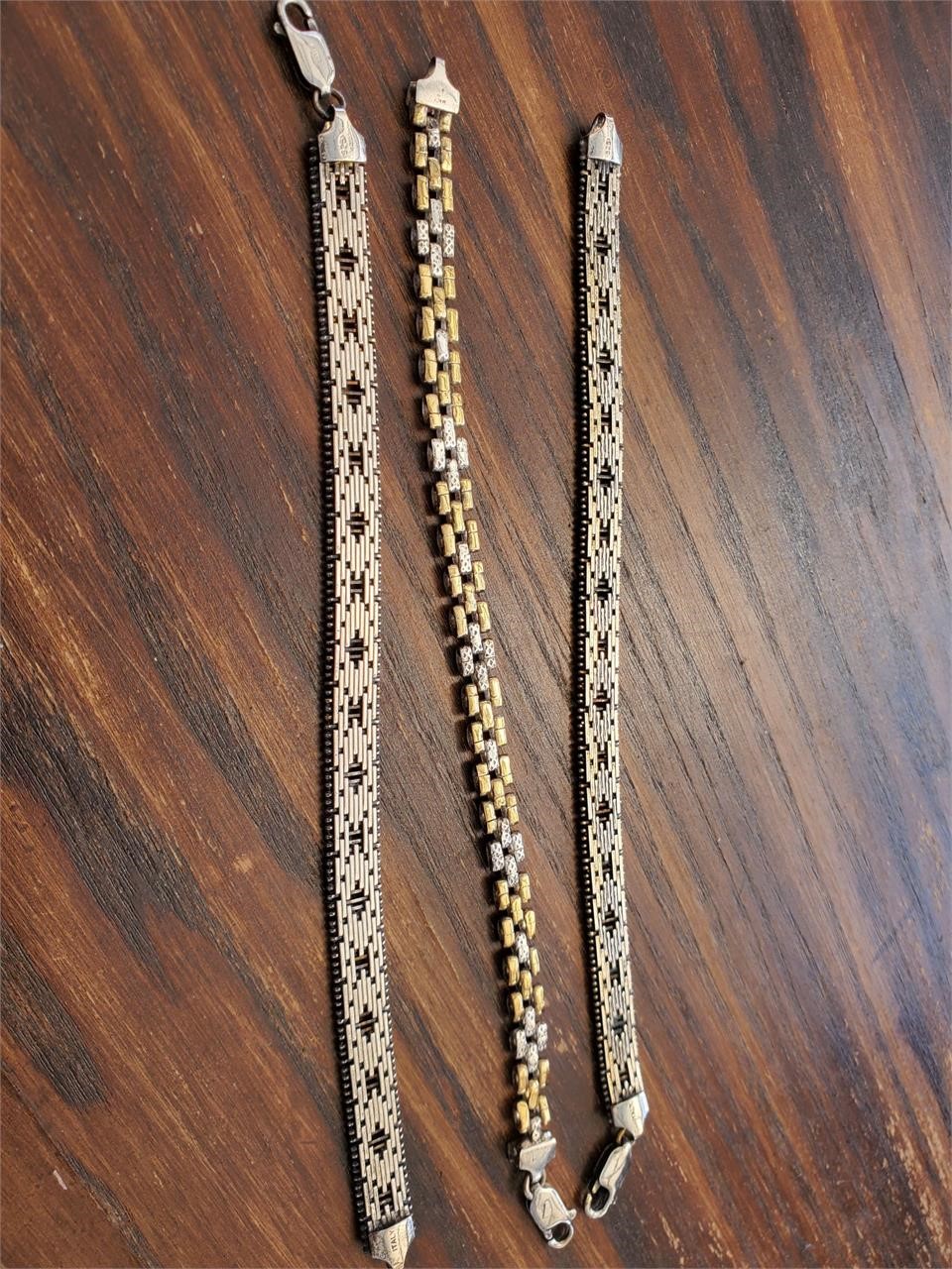 Vintage Sterling Silver Bracelets lot of 3
