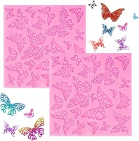2 Pcs Butterfly Silicone Candy Molds  Cake Decor