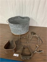 Horse Tack & Galvanized pail