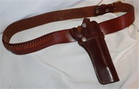 Leather Ammo Belt w/Holster: Triple K Belt