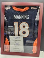 Peyton Manning Auto Bronco Jersey w COA & Display