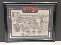Stoli Vodka Framed RAcing Indy 500 Print  20 X 15