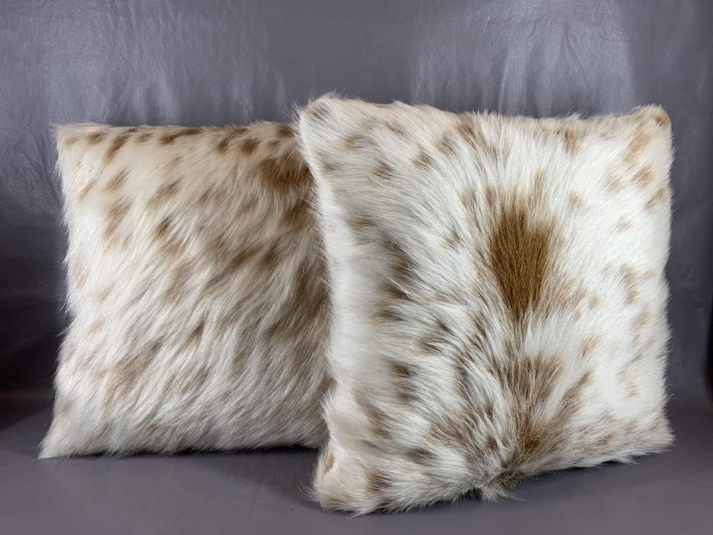 (2) 15x15 Animal Hide Pillows, Removable Covers