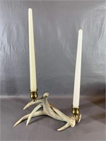 A Deer Antler/Shed 2 Pillar Candlestick Holder