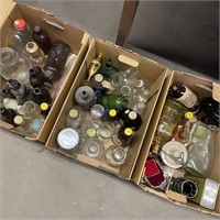 Lot of Vintage Bottles in 3 Boxes