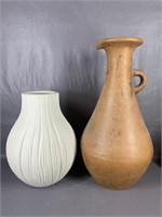 (2) Clay/Pottery Pitchers, Unmarked