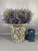 A Terra Cotta Pot with Faux Floral, Owl figurine