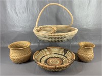(4) Baskets, Rope and Western