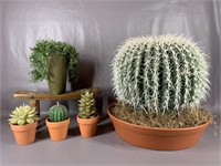 Faux Floral Decor, 1-Large Cactus, 3-Small