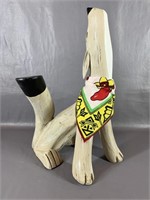 A Carved Wood Coyote Statue