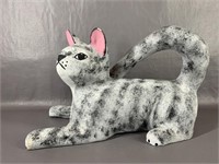 A Signed Jerry Ortega Cat Sculpture Art, See wear