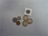 ASSORTED FOREIGN COINS AND TOKEN