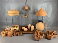 Assortment Of Terra Cotta Pottery Accessories,