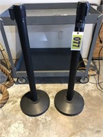 2- metal retractable stanchions, 41" tall