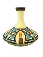 A Hand Painted Cottonwood Pottery Vase By A  Adams