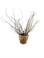 A Pottery Vase w/ Wrapped Branches & Branch