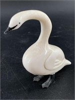 Daniel Iyakitan ivory swan with scrimshawed bill a