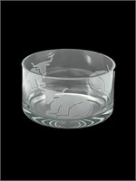 A Wagner Crystal Art Etched Glass Bowl “Longhorn”